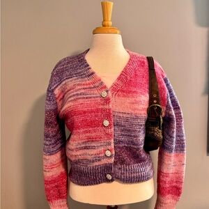Pink and Purple Women’s Size XL Cardigan with Pearl Buttons